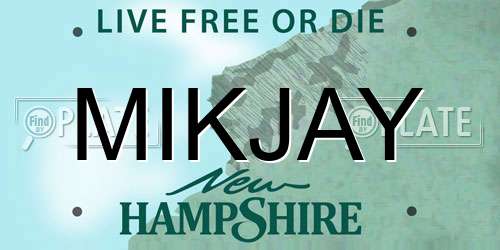 MIKJAY New Hampshire License Plate