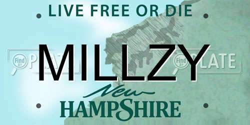 MILLZY New Hampshire License Plate