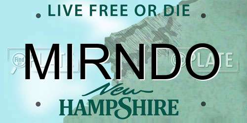 MIRNDO New Hampshire License Plate