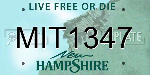 MIT1347 New Hampshire License Plate