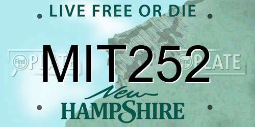 MIT252 New Hampshire License Plate