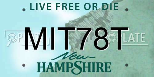 MIT78T New Hampshire License Plate