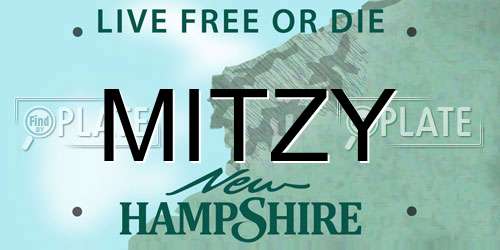 MITZY New Hampshire License Plate
