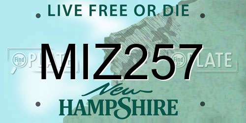 MIZ257 New Hampshire License Plate