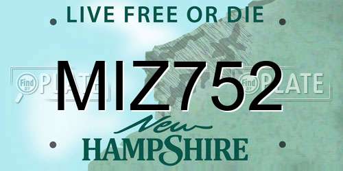 MIZ752 New Hampshire License Plate