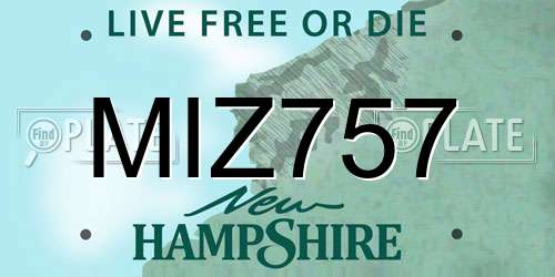MIZ757 New Hampshire License Plate