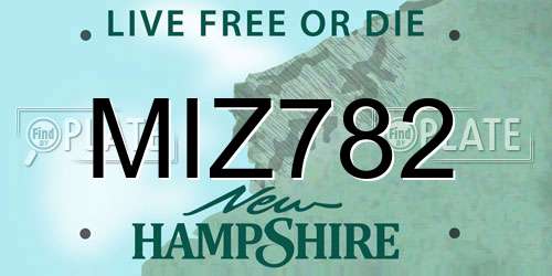 MIZ782 New Hampshire License Plate