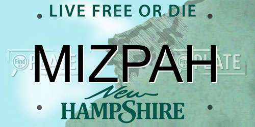 MIZPAH New Hampshire License Plate