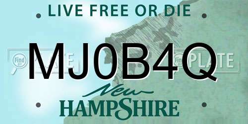 MJ0B4Q New Hampshire License Plate