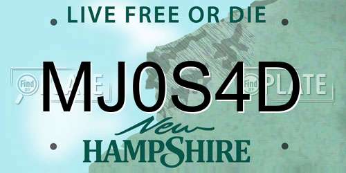 MJ0S4D New Hampshire License Plate