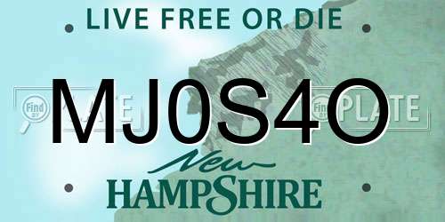MJ0S4O New Hampshire License Plate