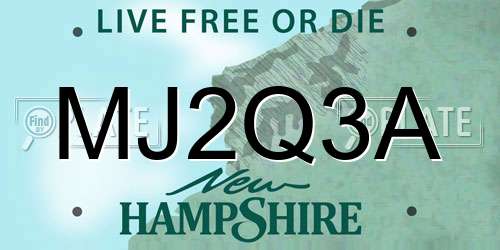 MJ2Q3A New Hampshire License Plate