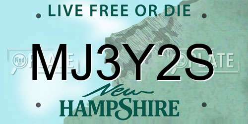 MJ3Y2S New Hampshire License Plate