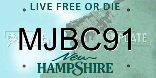 MJBC91 New Hampshire License Plate