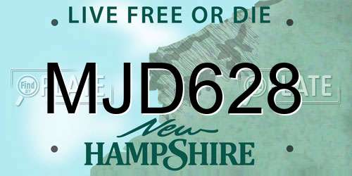 MJD628 New Hampshire License Plate