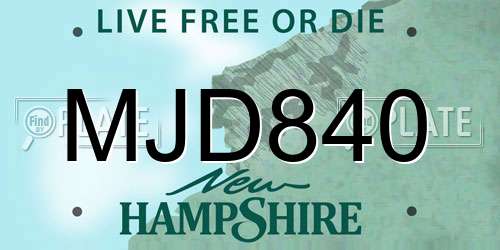 MJD840 New Hampshire License Plate