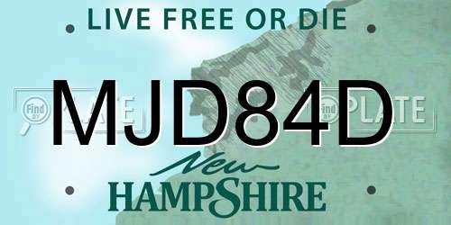 MJD84D New Hampshire License Plate