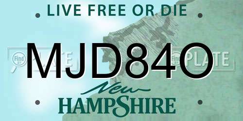 MJD84O New Hampshire License Plate