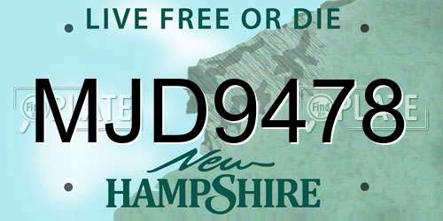 MJD9478 New Hampshire License Plate