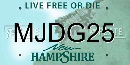 MJDG25 New Hampshire License Plate