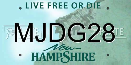 MJDG28 New Hampshire License Plate