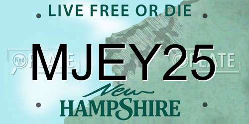 MJEY25 New Hampshire License Plate