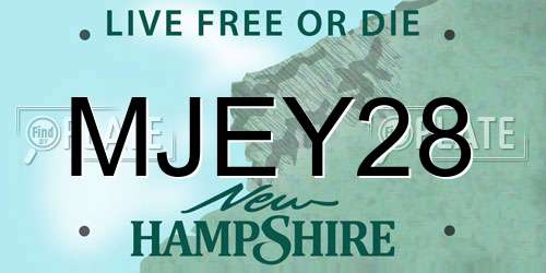 MJEY28 New Hampshire License Plate
