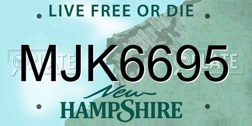 MJK6695 New Hampshire License Plate