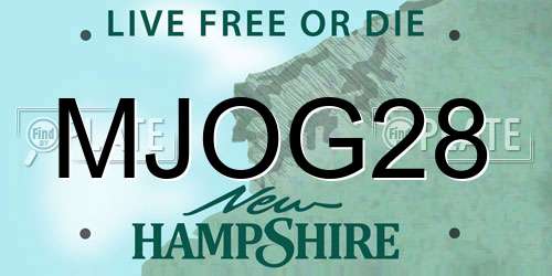 MJOG28 New Hampshire License Plate