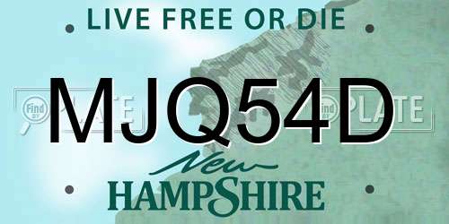 MJQ54D New Hampshire License Plate
