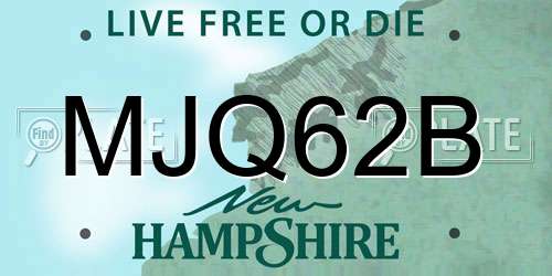 MJQ62B New Hampshire License Plate