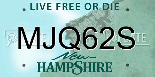 MJQ62S New Hampshire License Plate