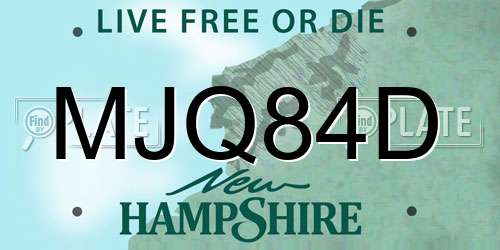 MJQ84D New Hampshire License Plate
