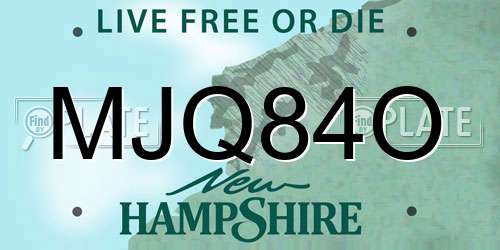 MJQ84O New Hampshire License Plate