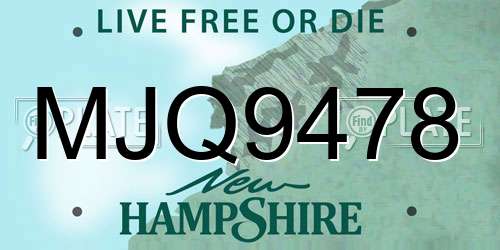 MJQ9478 New Hampshire License Plate