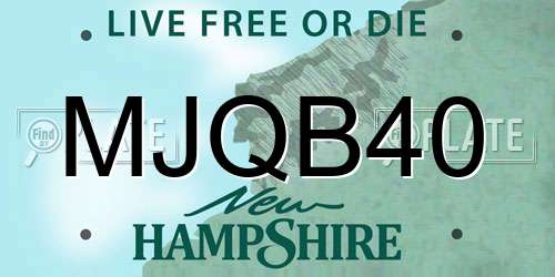 MJQB40 New Hampshire License Plate
