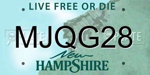 MJQG28 New Hampshire License Plate