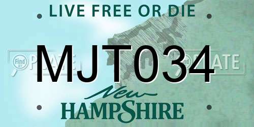 MJT034 New Hampshire License Plate