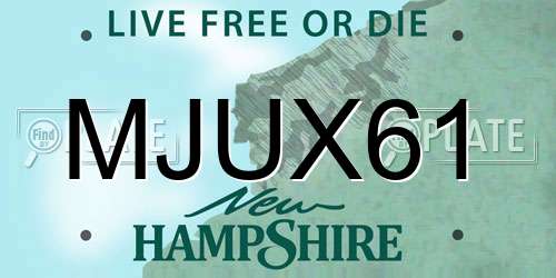 MJUX61 New Hampshire License Plate