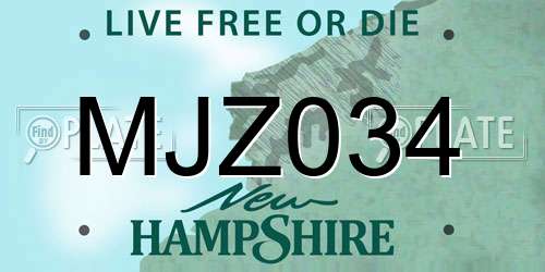 MJZ034 New Hampshire License Plate