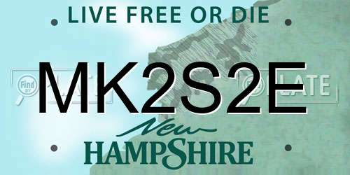 MK2S2E New Hampshire License Plate