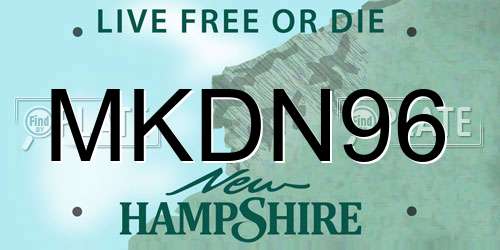 MKDN96 New Hampshire License Plate