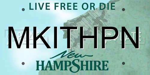 MKITHPN New Hampshire License Plate