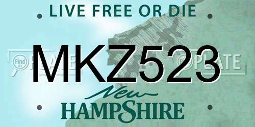 MKZ523 New Hampshire License Plate