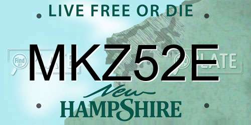 MKZ52E New Hampshire License Plate