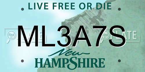 ML3A7S New Hampshire License Plate