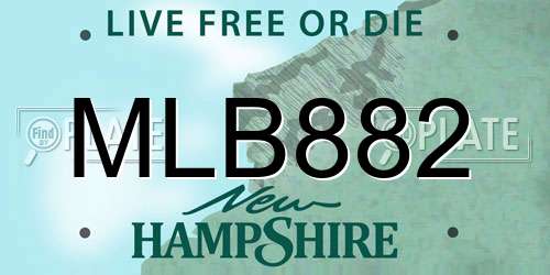 MLB882 New Hampshire License Plate