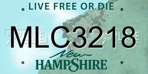MLC3218 New Hampshire License Plate
