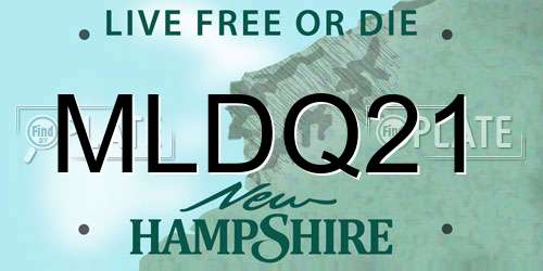 MLDQ21 New Hampshire License Plate