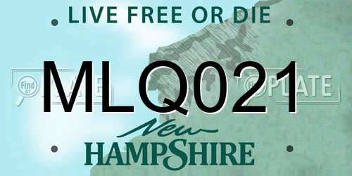MLQ021 New Hampshire License Plate